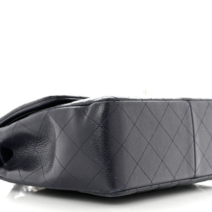 Chanel Caviar Quilted Jumbo Double Flap Navy Blue 9 of 12