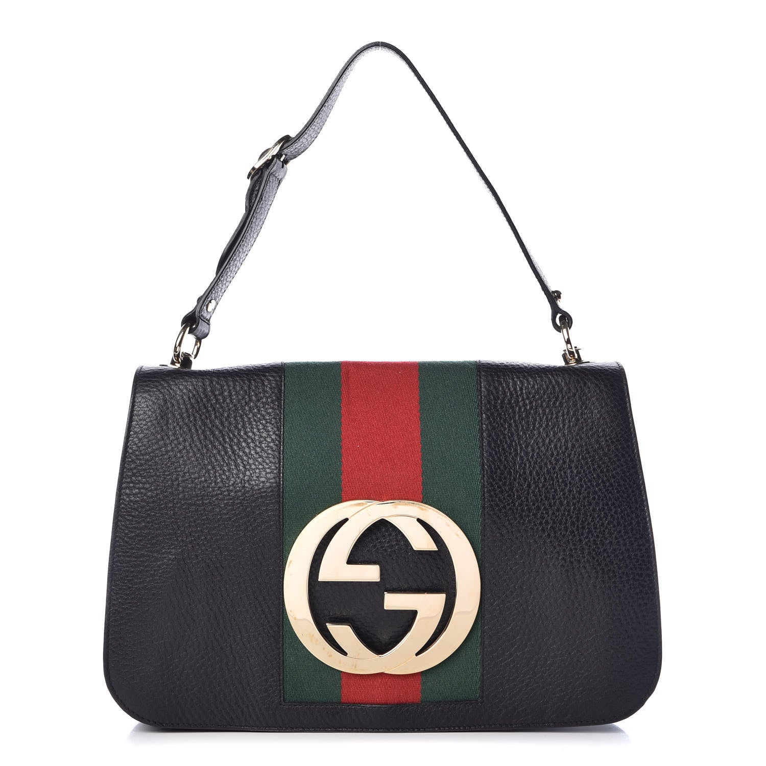 Gucci Pebbled Calfskin Web Blondie Hobo Black 1 of 10
