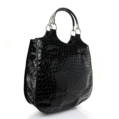 Christian Dior Patent Crocodile Embossed 61 Tote Black 3 of 10