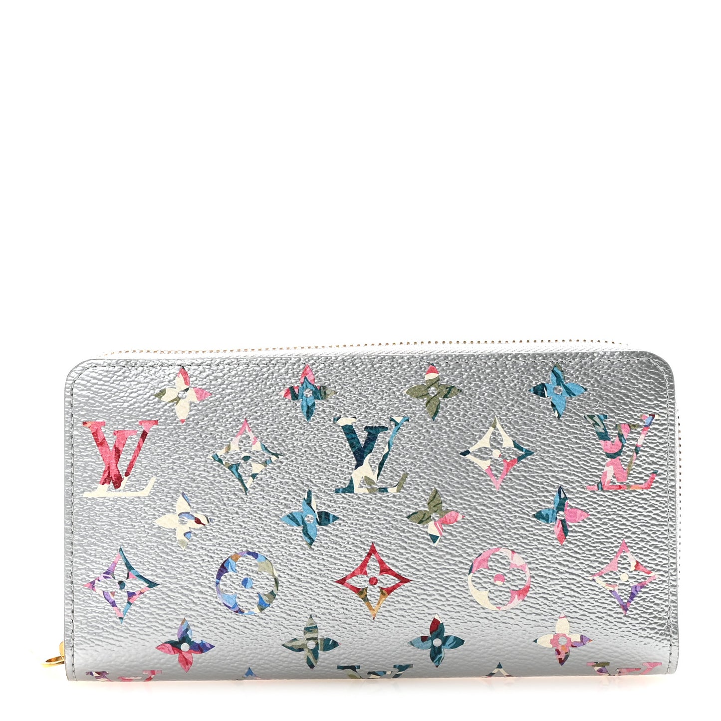 Metallic Monogram LV Garden Zippy Wallet Silver