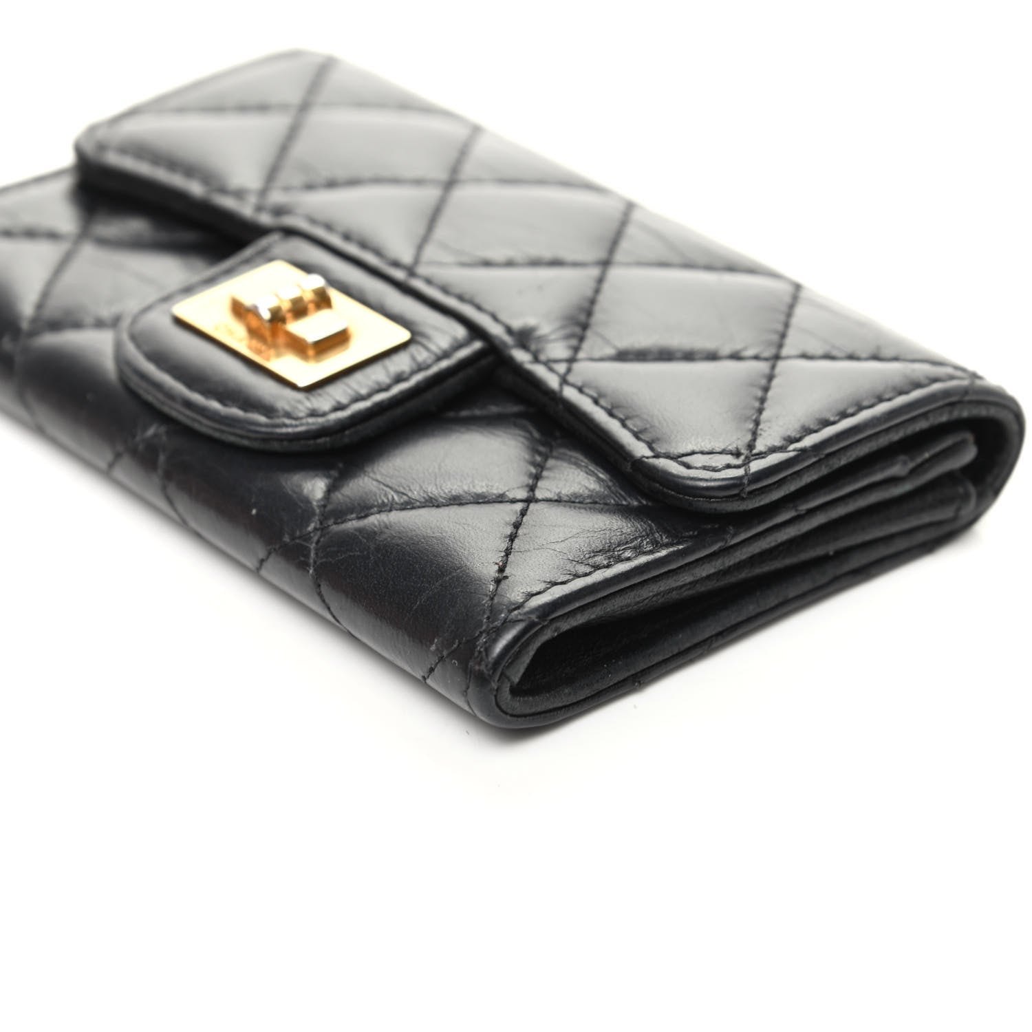 Chanel Aged Calfskin Quilted Reissue Flap Card Holder Black 10 of 10