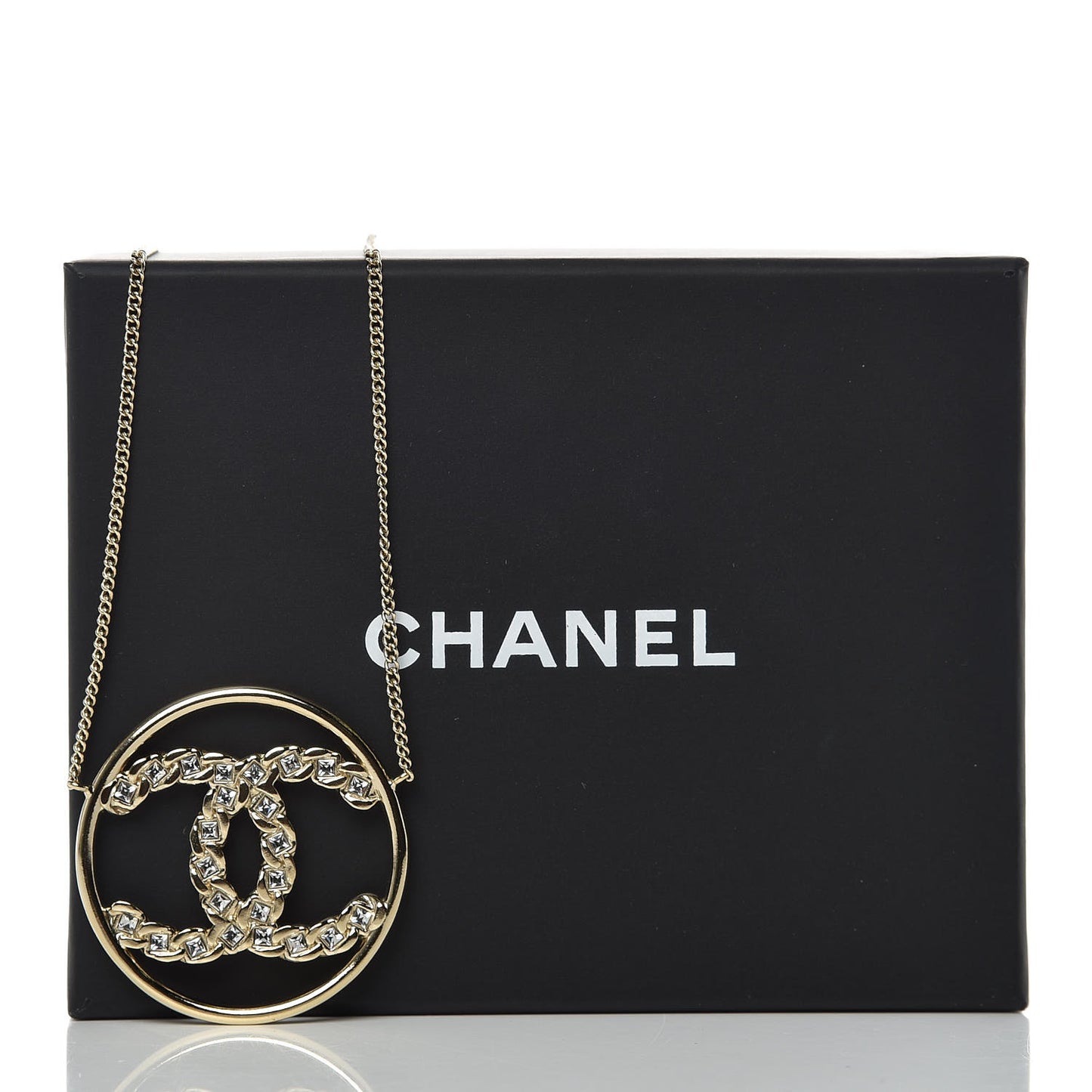 Baguette Crystal High Society CC Pendant Necklace Gold