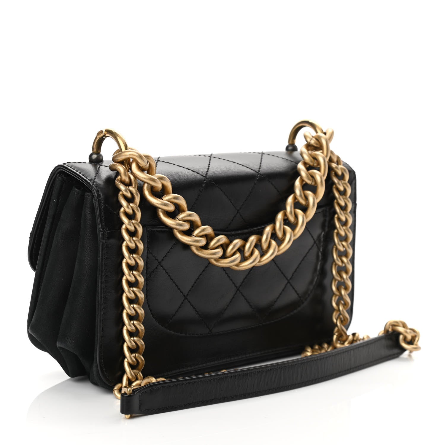 Chanel Iridescent Calfskin Quilted Mini Straight Lined Flap Black 3 of 10