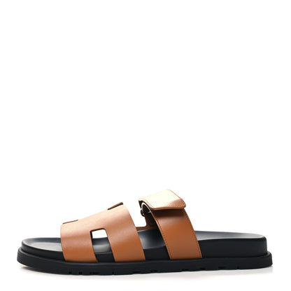 Hermes Calfskin Mens Chypre Sandals 43.5 Gold 1 of 9