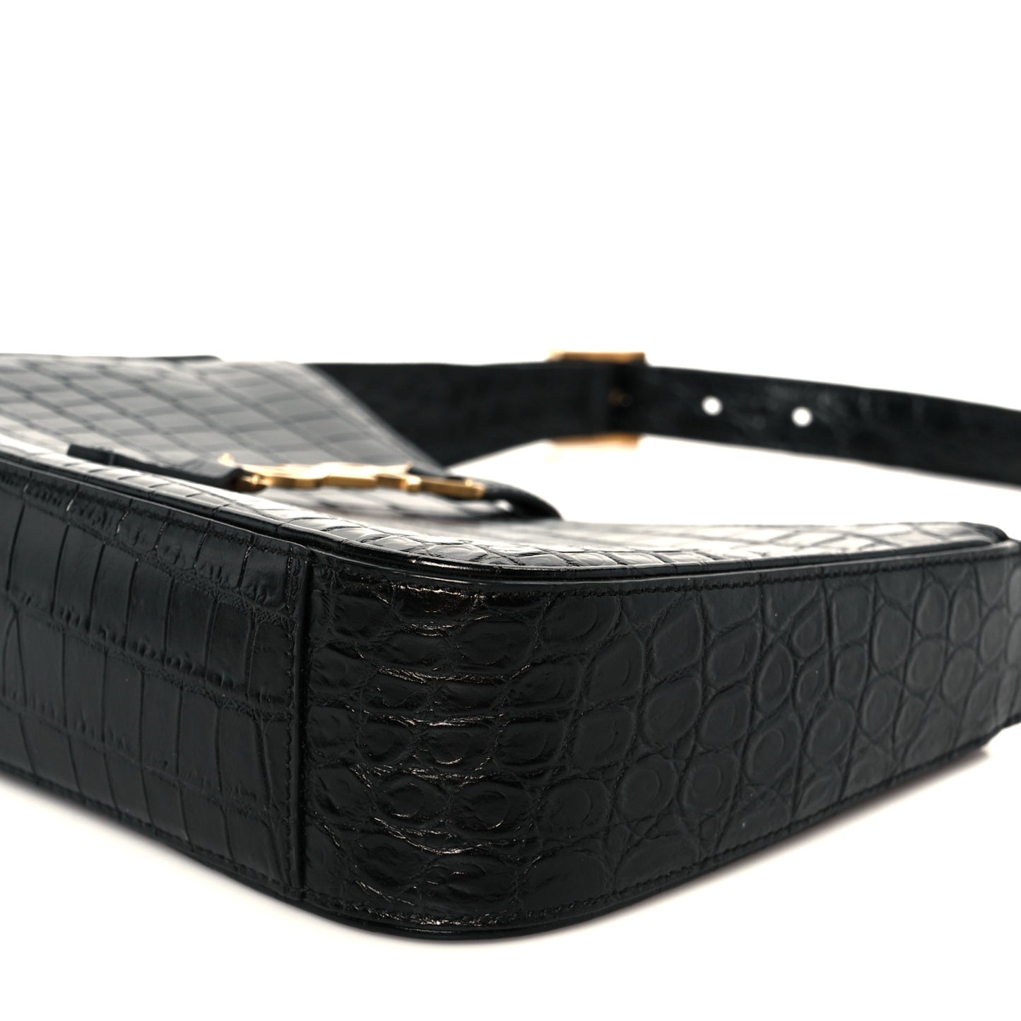 Calfskin Crocodile Embossed Le 5 A 7 Hobo Black