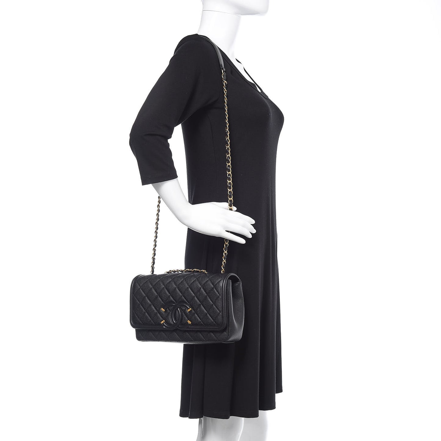 Caviar Quilted Medium CC Filigree Flap Black