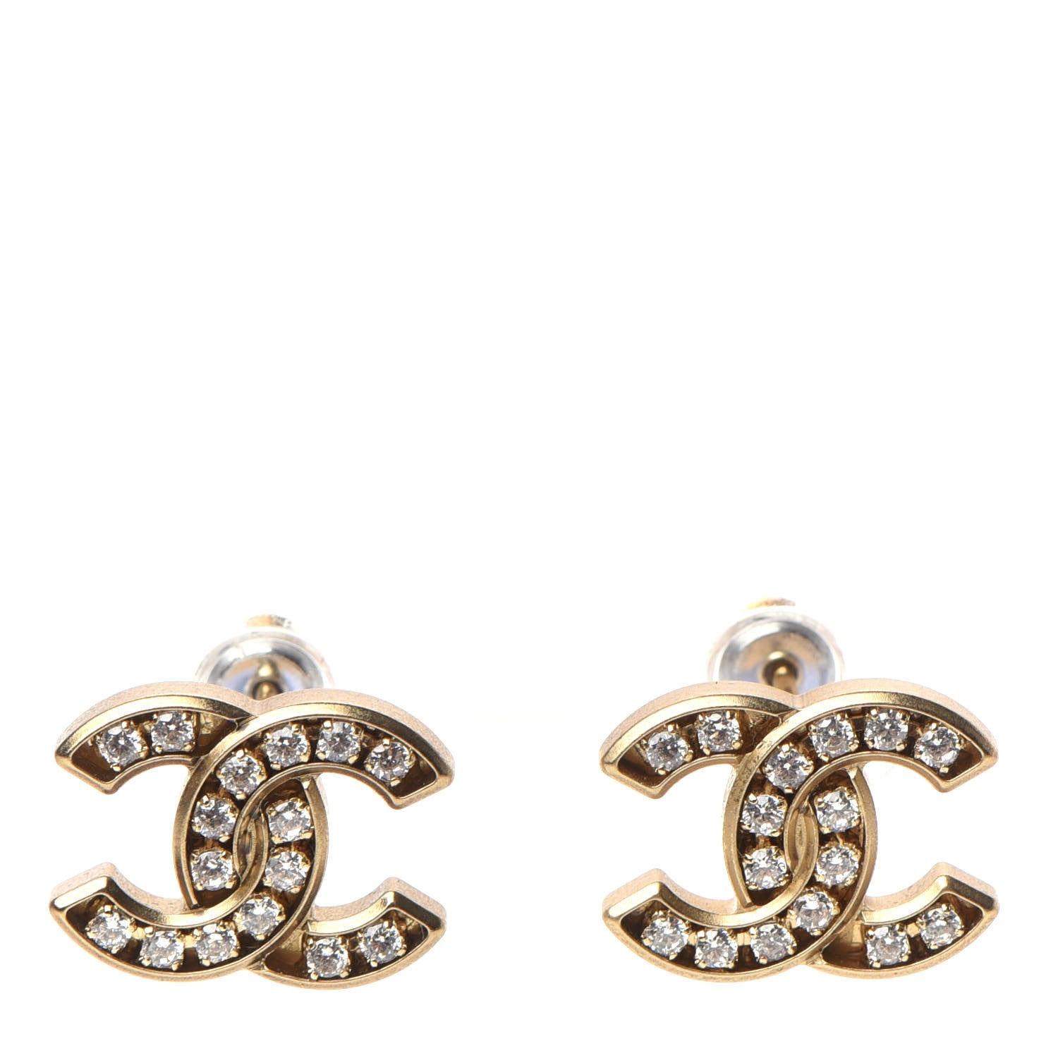 Chanel Crystal CC Earrings Gold 1 of 4