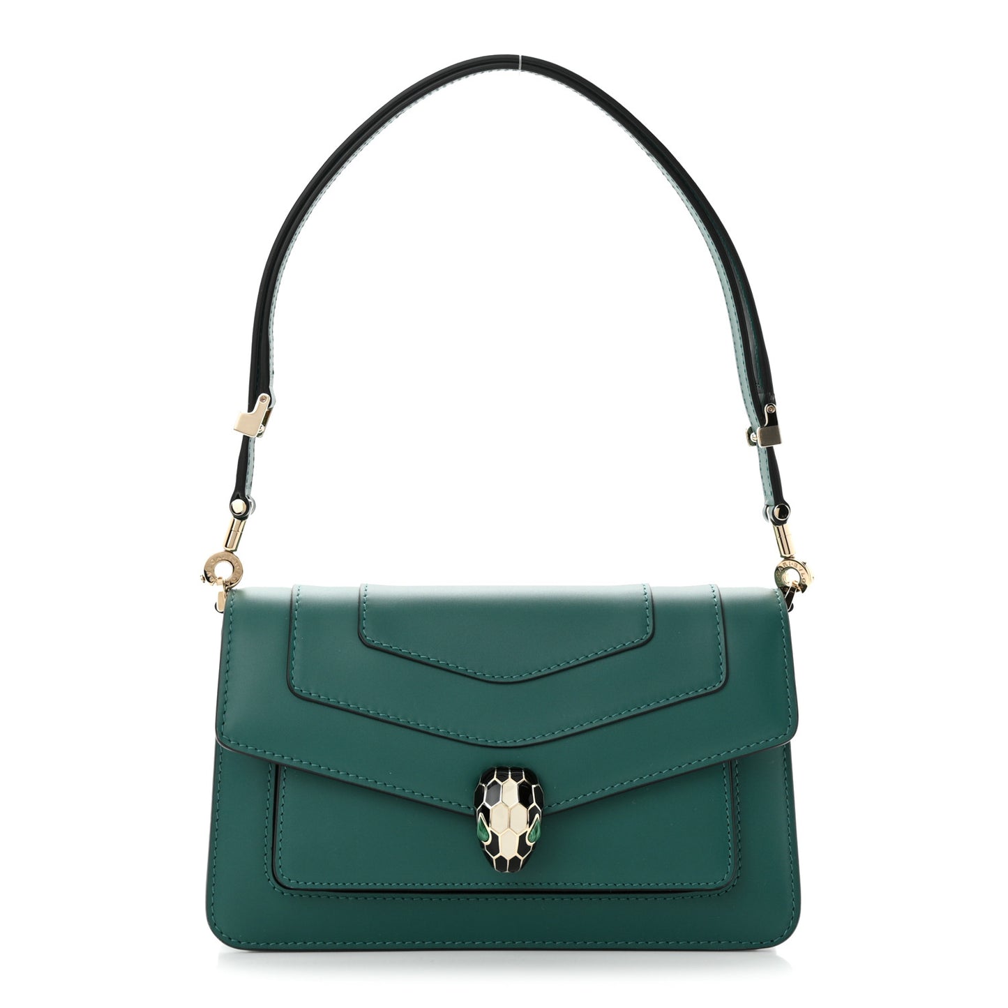Calfskin Serpenti Forever East West Shoulder Bag Emerald Green