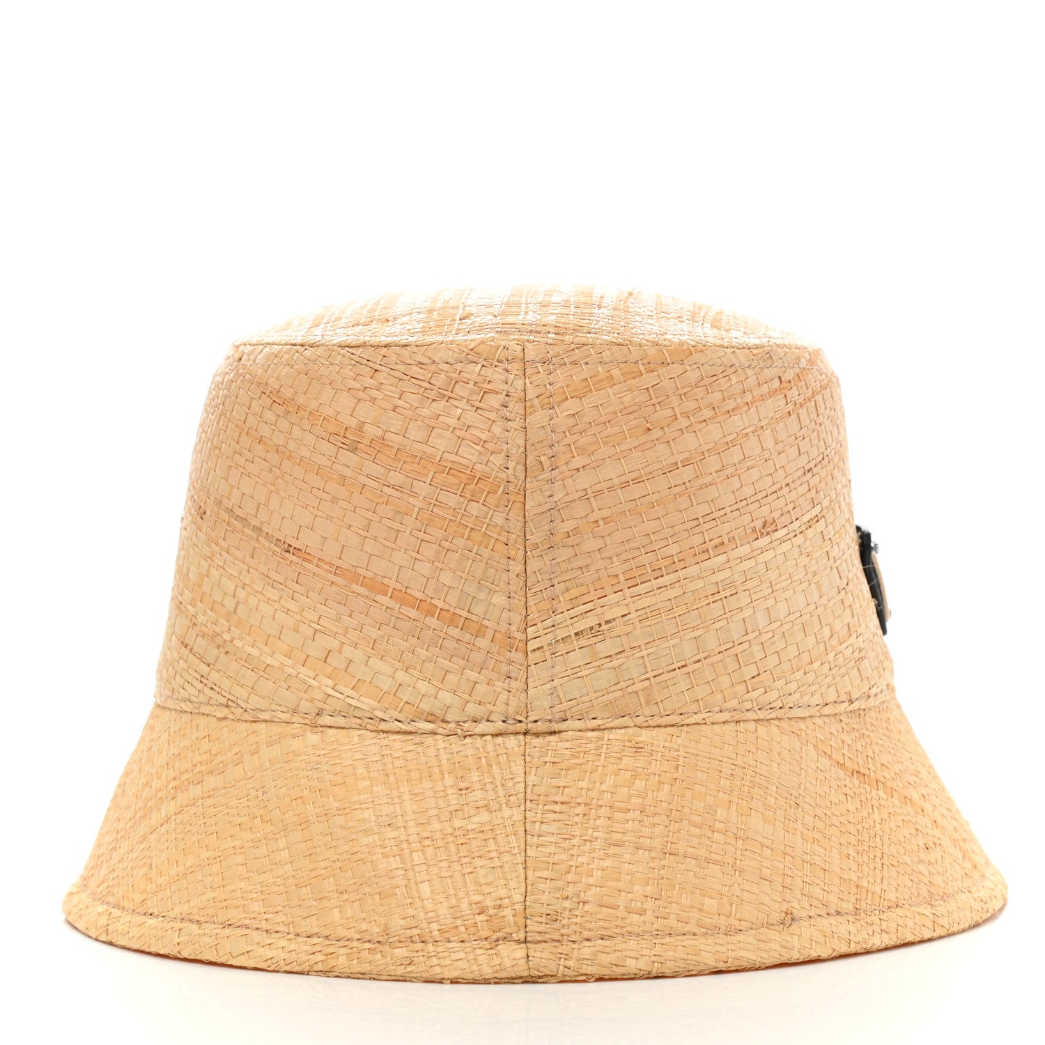 Prada Paglia Metal Triangle Logo Womens Bucket Hat M Naturale Black 5 of 12