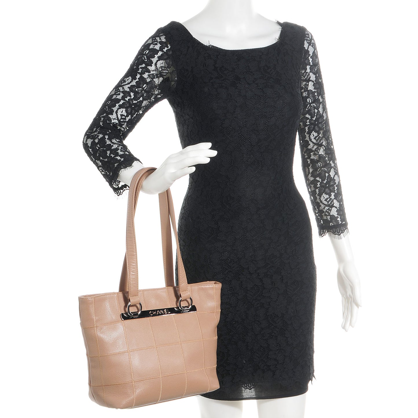 Caviar Square Stitched Tote Beige
