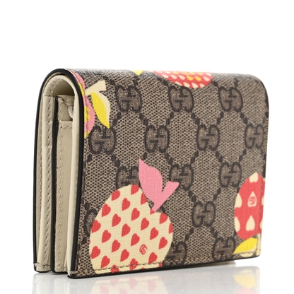 Gucci GG Supreme Monogram Les Pommes Card Case Wallet Beige Multicolor Mystic White 3 of 8