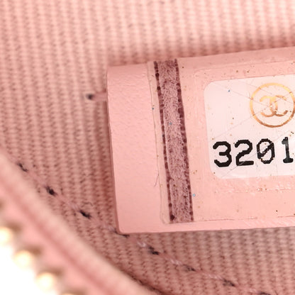 Chanel Caviar Quilted Crystal CC Round Clutch With Chain  Pink 5 of 10