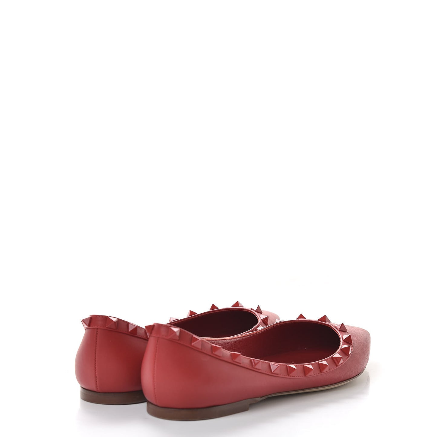Calfskin Lacquered Monochrome Rockstud Ballerina Flats 39.5 Rosso Valentino