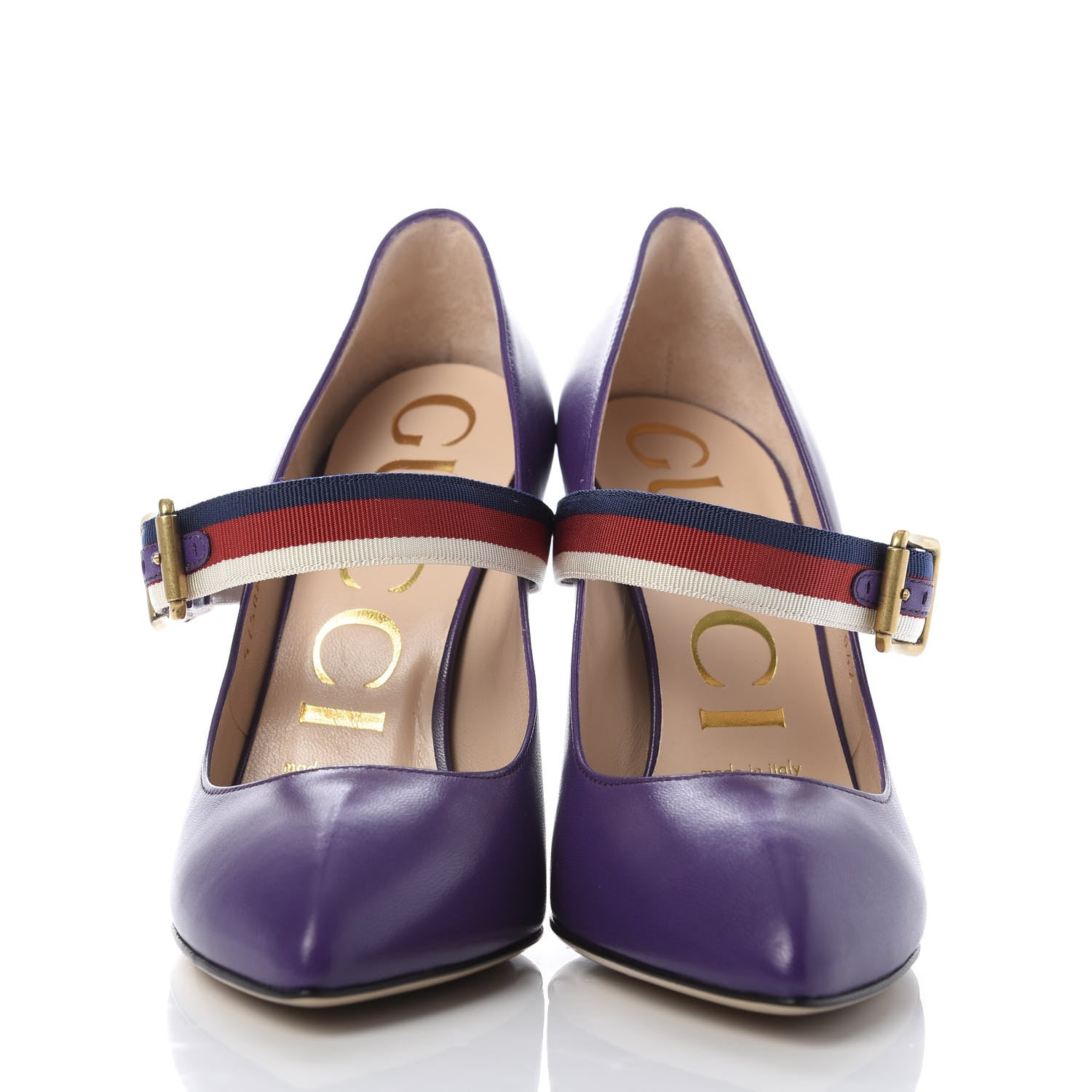 Gucci Malaga Kid Sylvie High Heel Pumps 36.5 Shine Purple 2 of 10