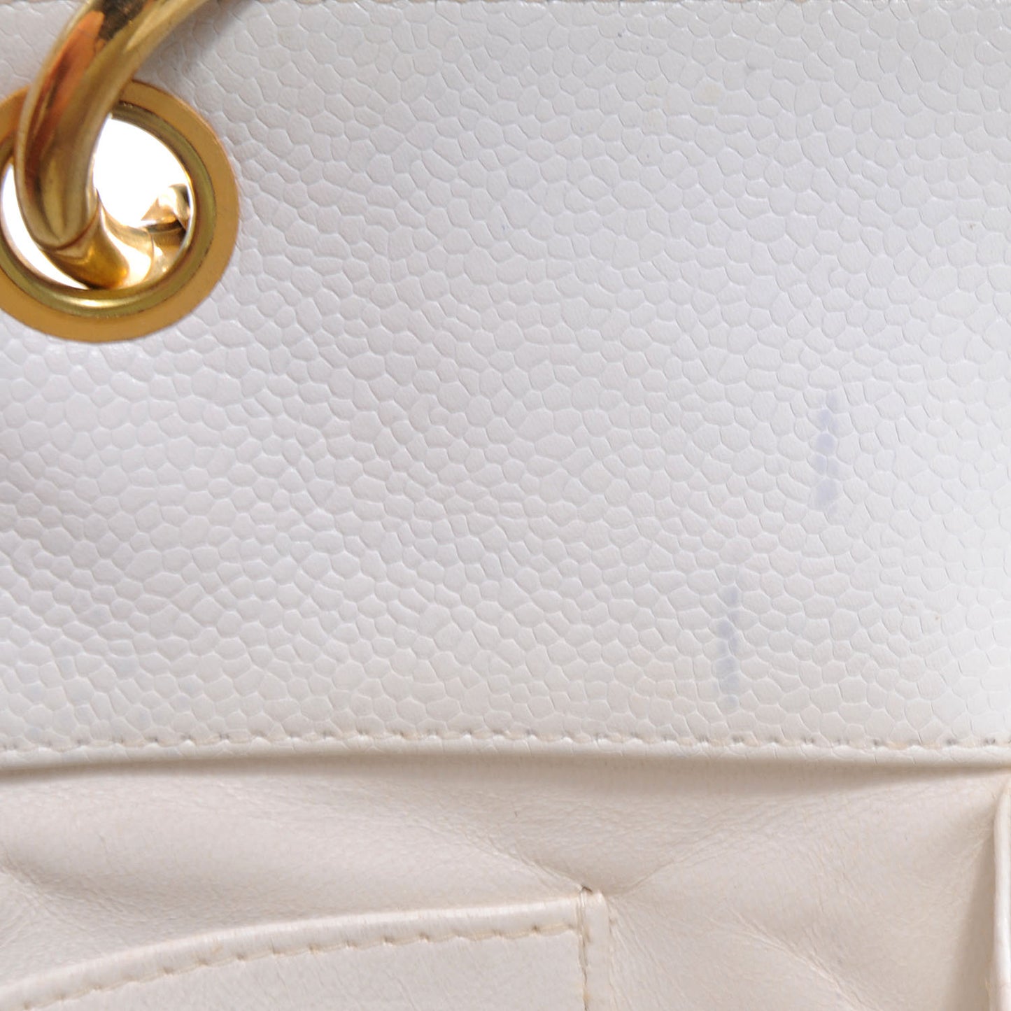 Caviar Quilted Grand Shopping Tote GST White
