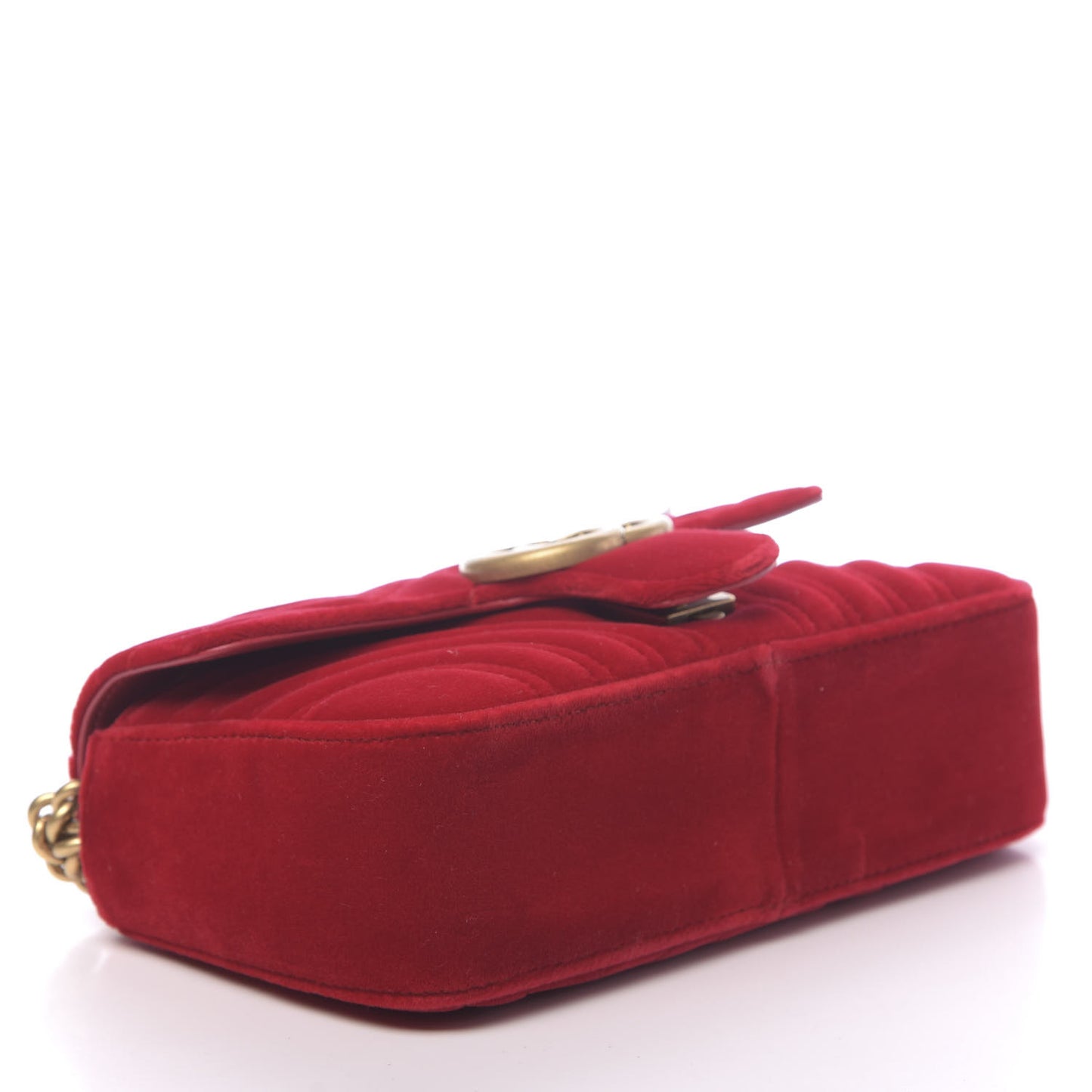 Velvet Matelasse Mini GG Marmont Shoulder Bag Hibiscus Red