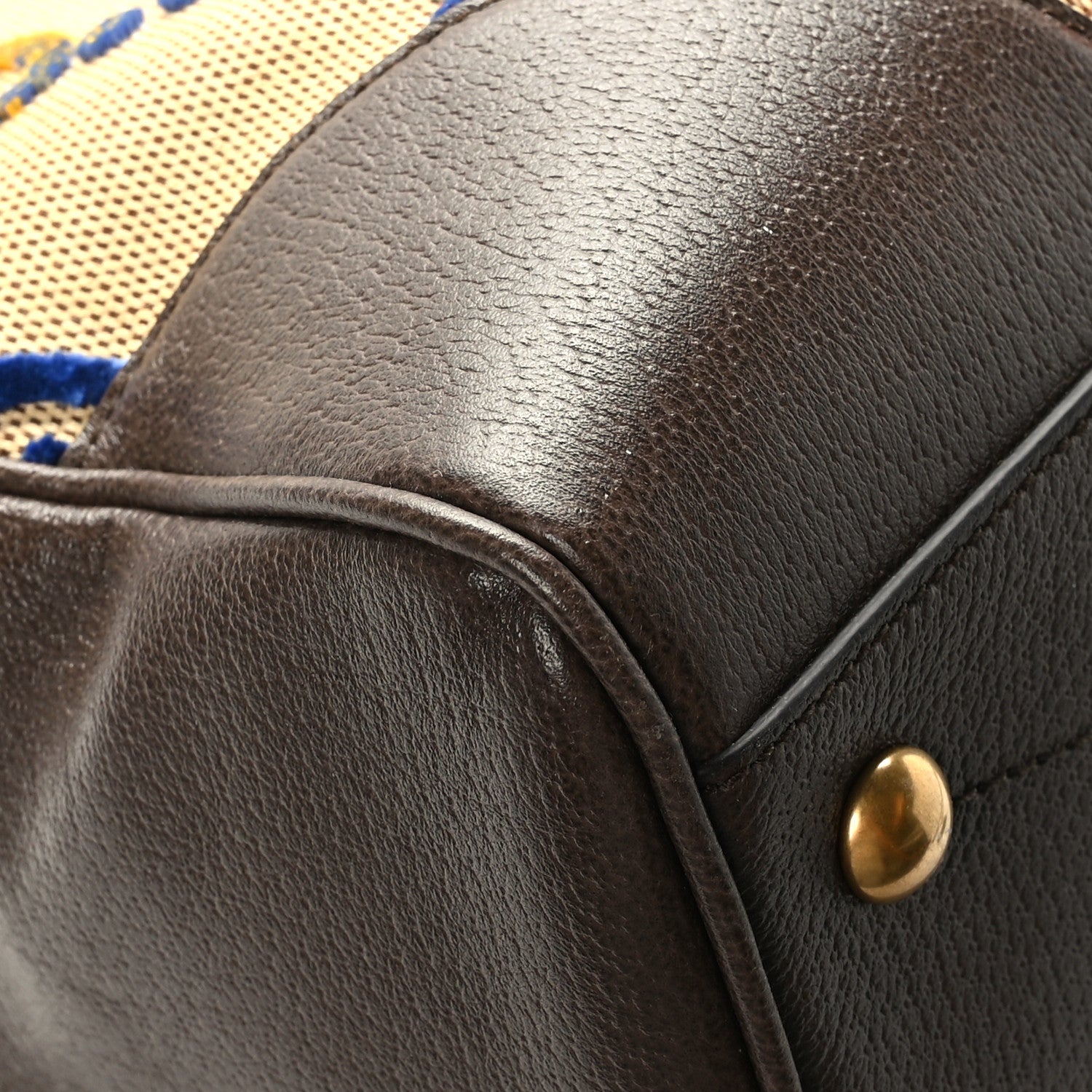 Gucci X ADIDAS Canvas Textured Dollar Calfskin Web GG Monogram Trefoil Large Bowling Bag Beige Brown Multicolor 9 of 10