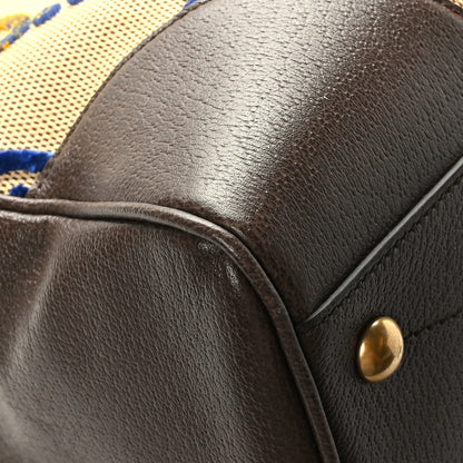 Gucci X ADIDAS Canvas Textured Dollar Calfskin Web GG Monogram Trefoil Large Bowling Bag Beige Brown Multicolor 9 of 10