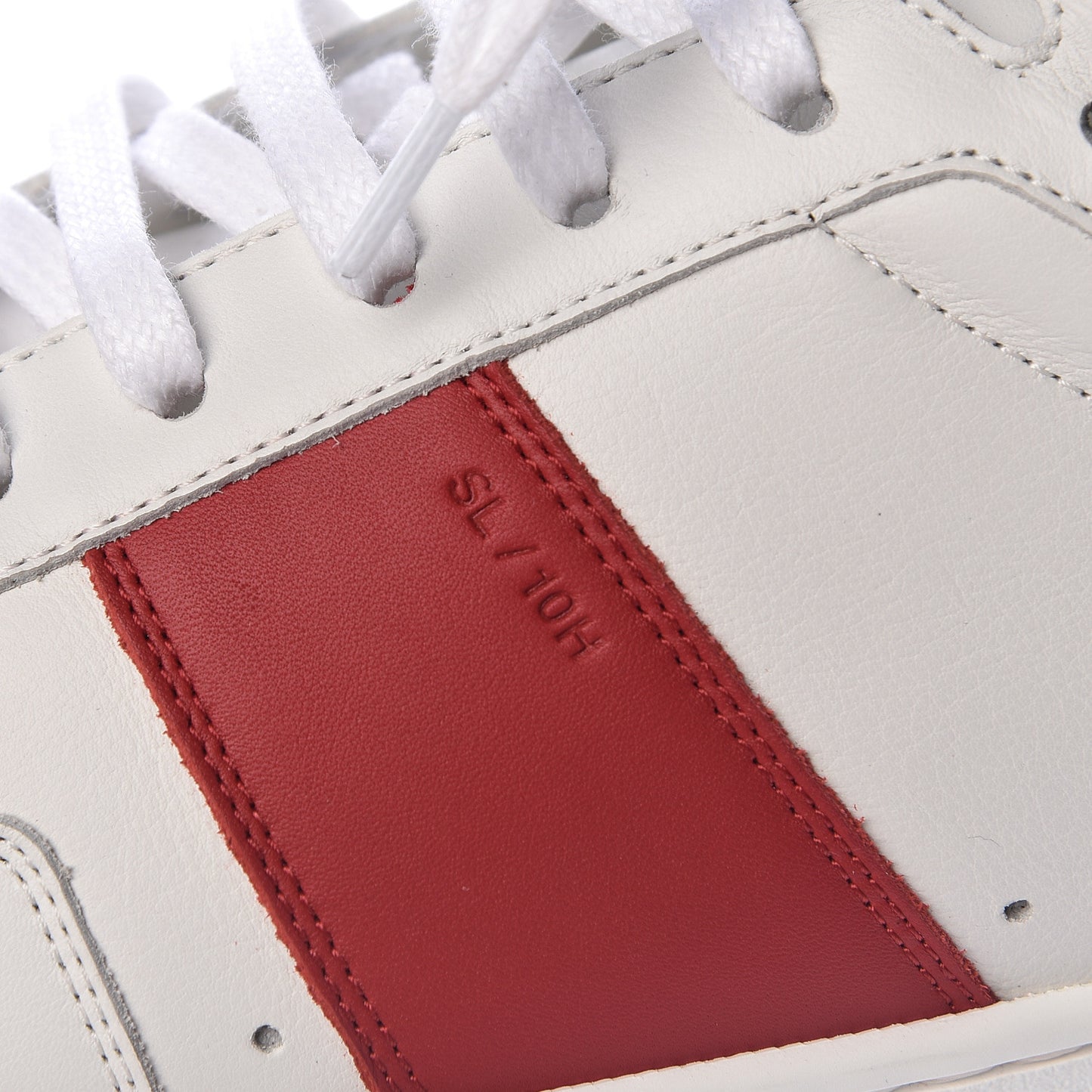 Calfskin Mens Court Classic SL/10H High Top Sneakers 45 White Red
