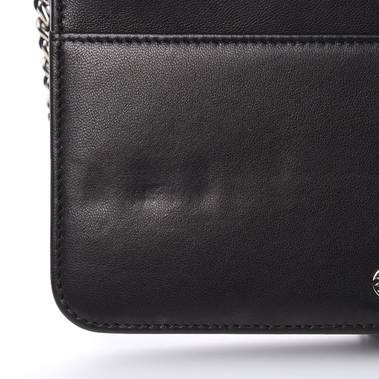 Goatskin Quilted Diamond CC Wallet On Chain WOC Black