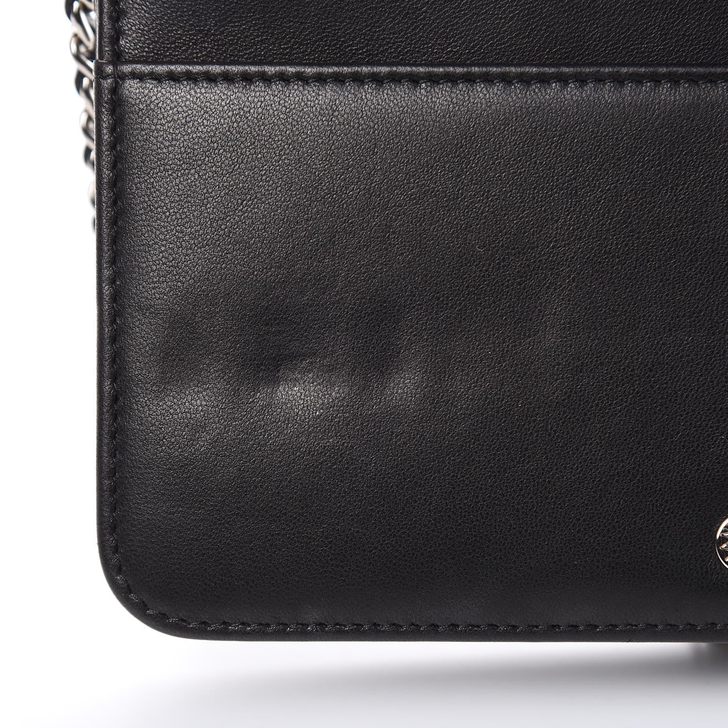 Chanel Goatskin Quilted Diamond CC Wallet On Chain WOC Black 11 of 12