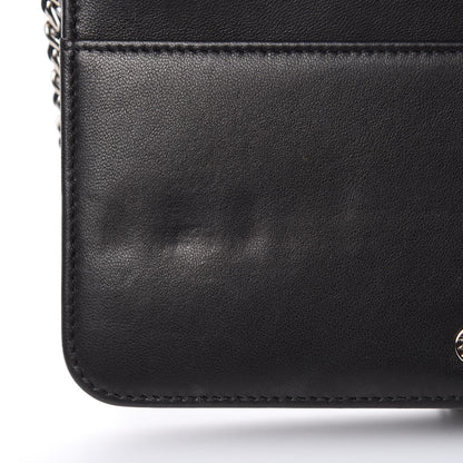 Chanel Goatskin Quilted Diamond CC Wallet On Chain WOC Black 11 of 12