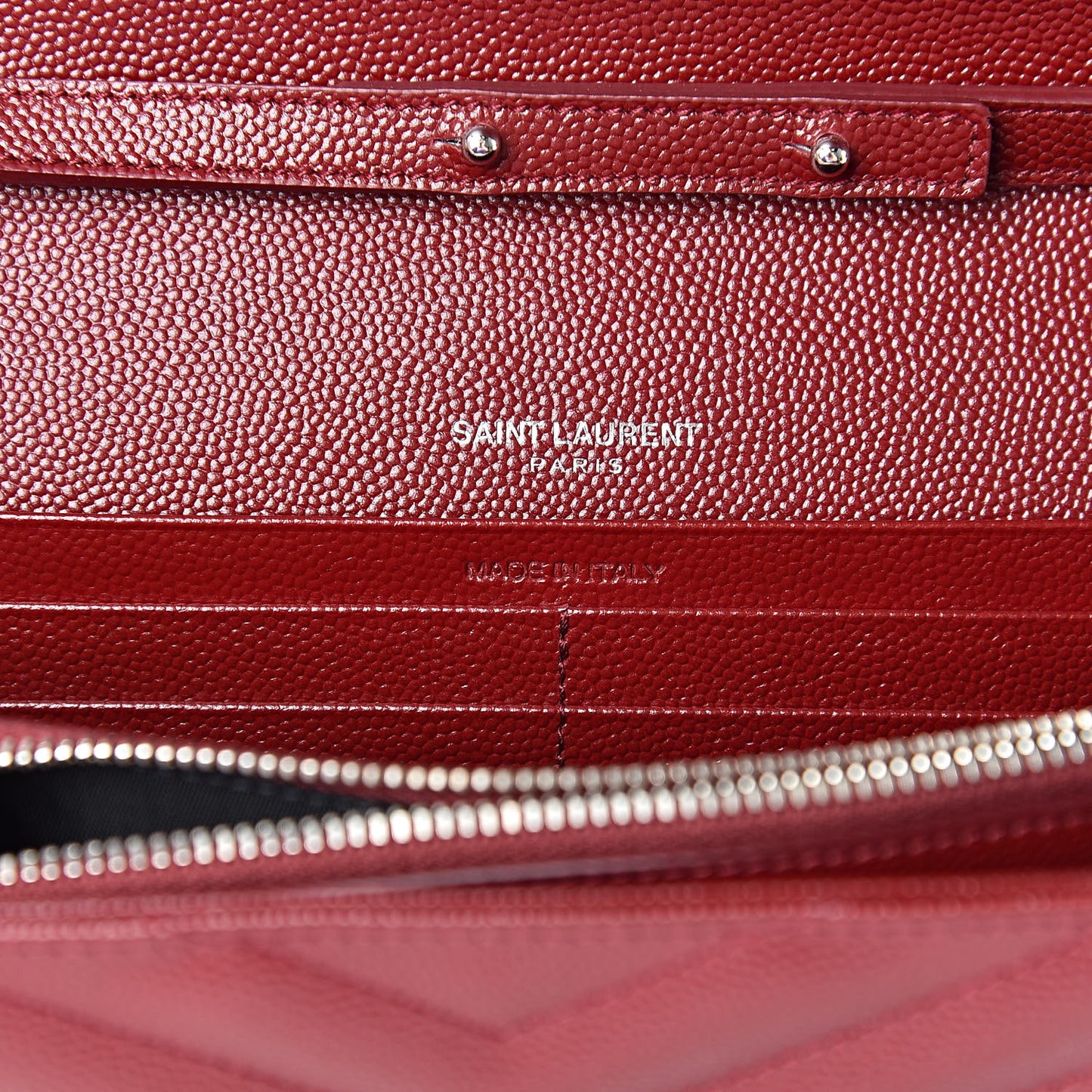 Grain De Poudre Matelasse Chevron Monogram Chain Wallet Palissandre