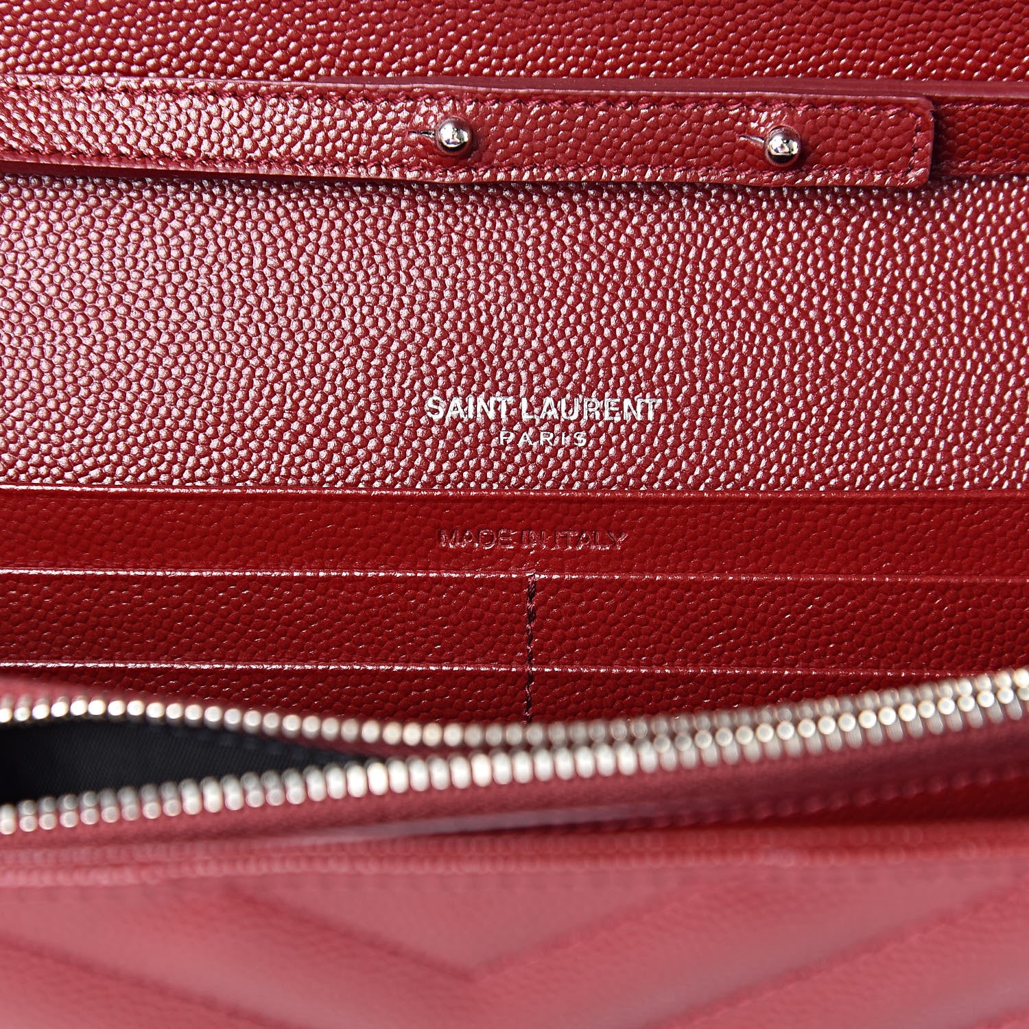 Saint Laurent Grain De Poudre Matelasse Chevron Monogram Chain Wallet Palissandre 6 of 9