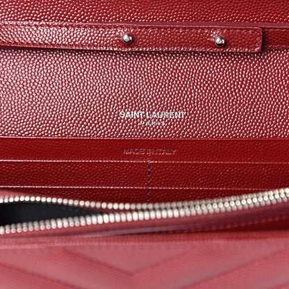 Saint Laurent Grain De Poudre Matelasse Chevron Monogram Chain Wallet Palissandre 6 of 9