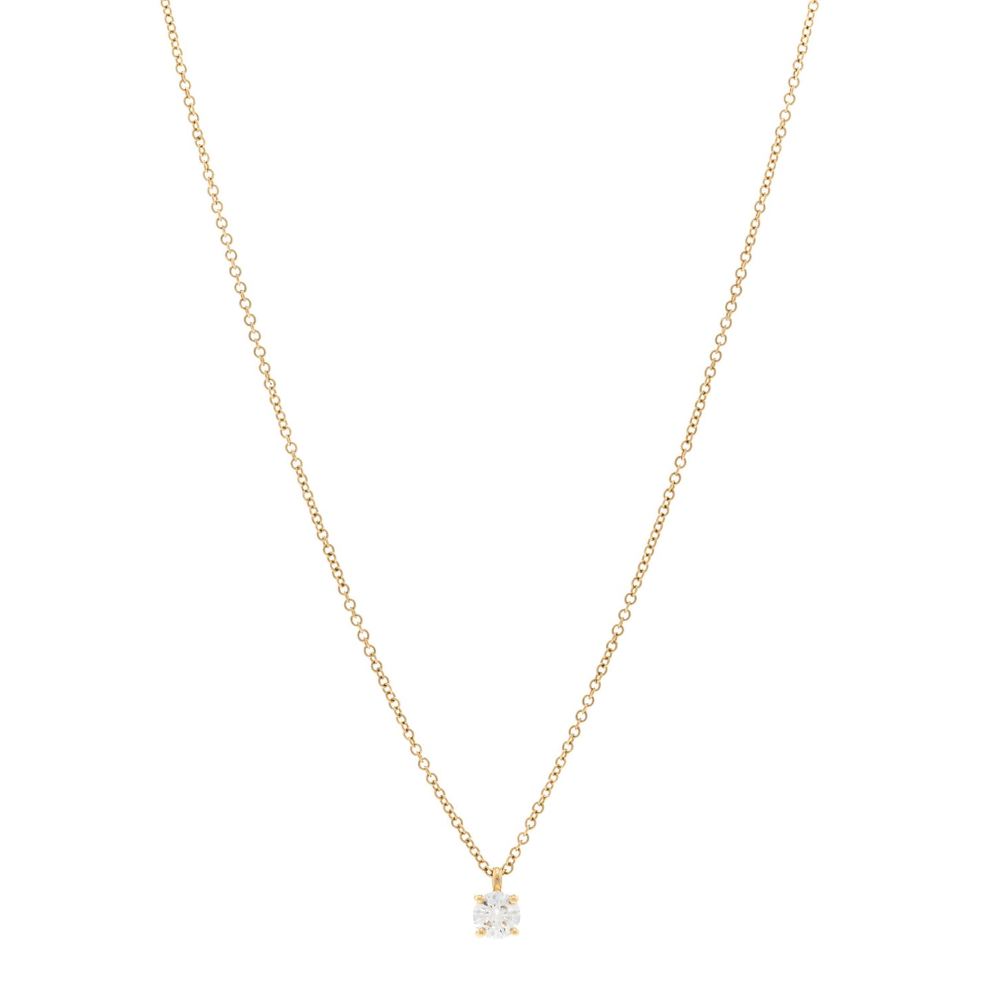 18K Yellow Gold Diamond .25ct Solitaire Pendant Necklace