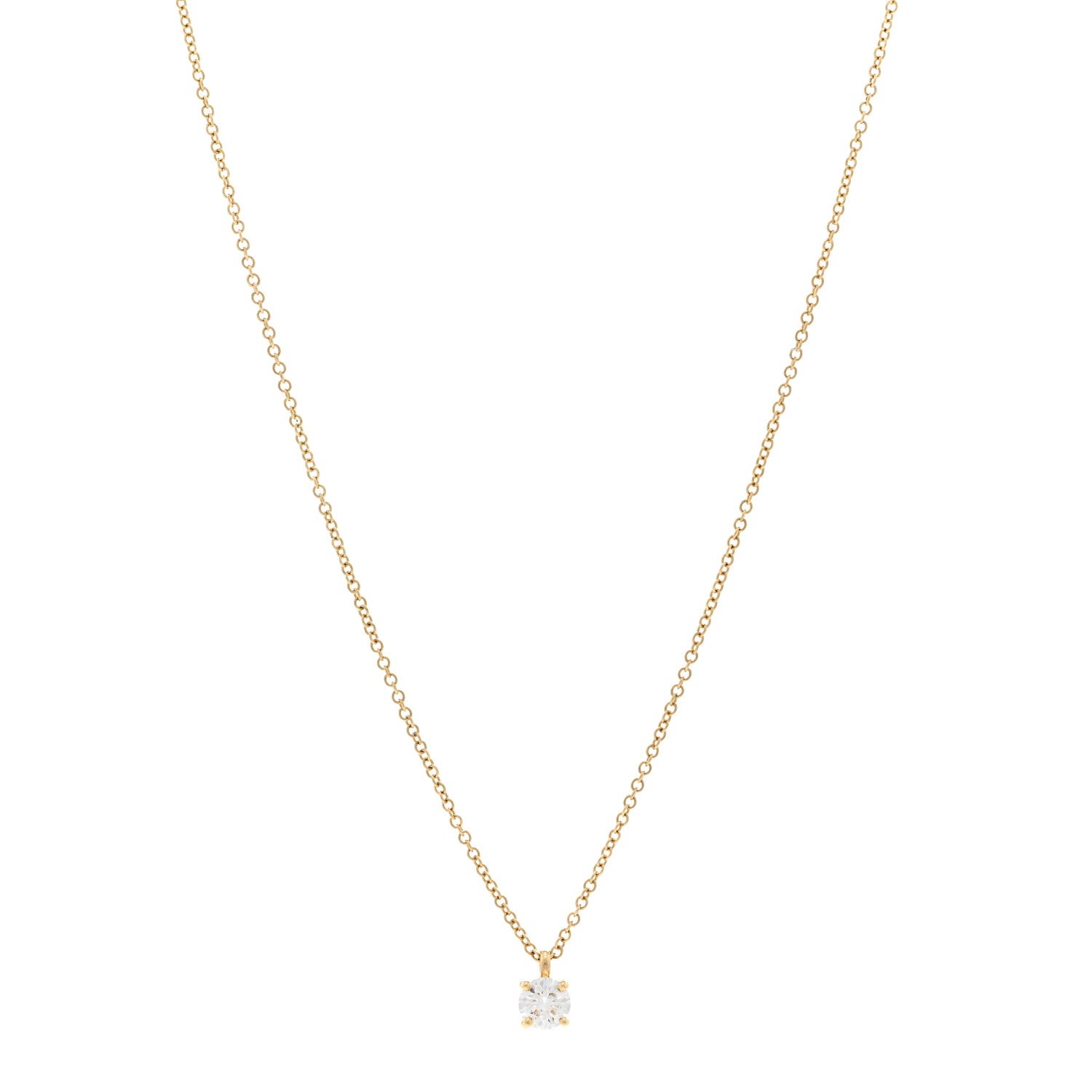 Tiffany 18K Yellow Gold Diamond .25ct Solitaire Pendant Necklace 1 of 5