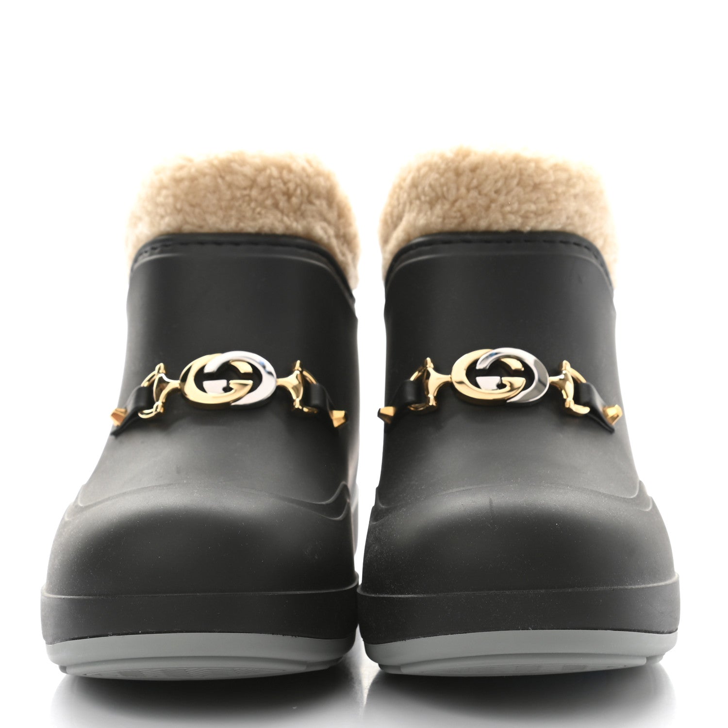 Gucci Rubber Wool Womens Crossy Ankle Boots 36 Black Butterscotch 2 of 8