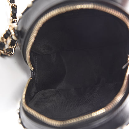Chanel Calfskin Quilted Pearl Round Clutch With Chain Black 5 of 11
