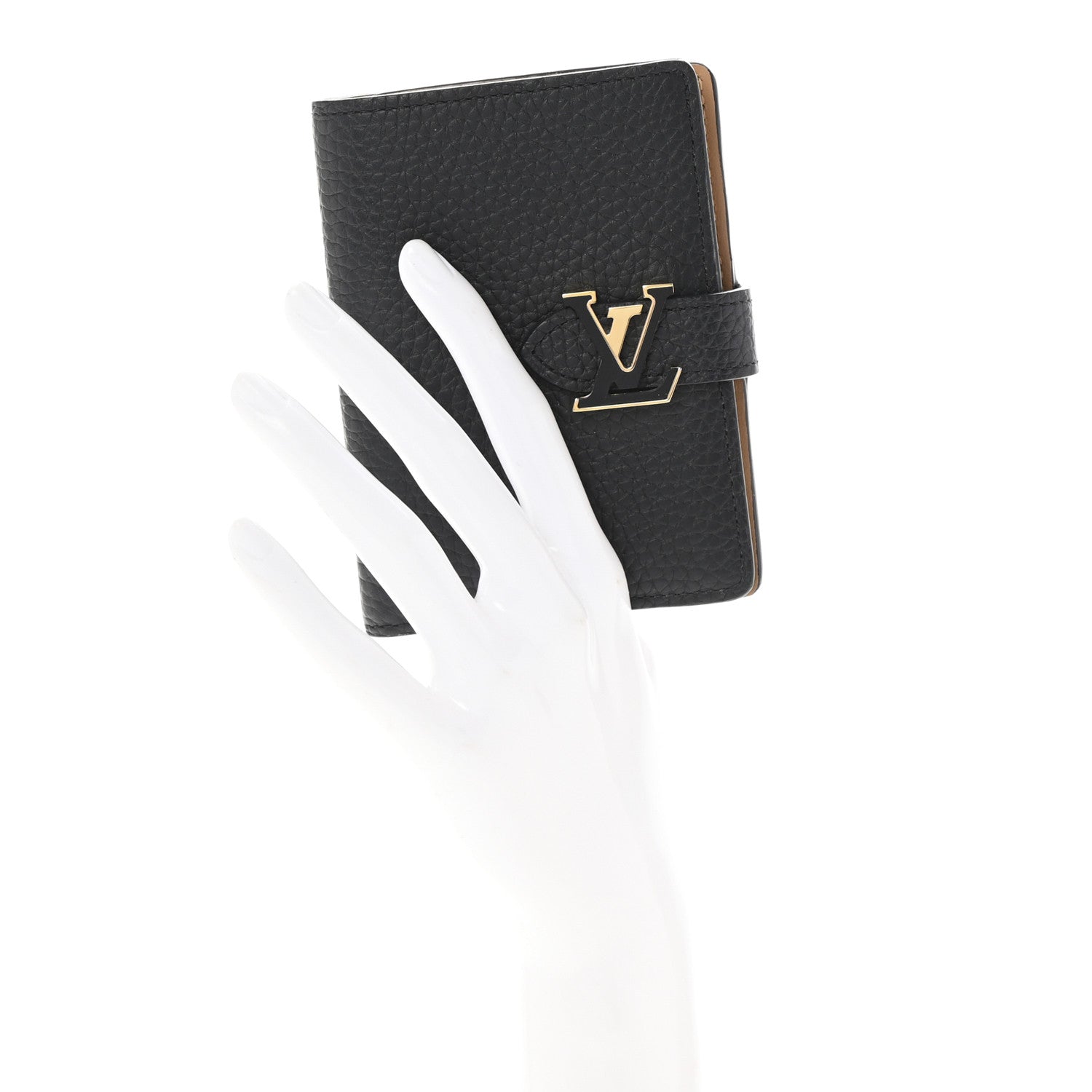 Louis Vuitton Taurillon Capucines Vertical Compact Wallet Black 2 of 7