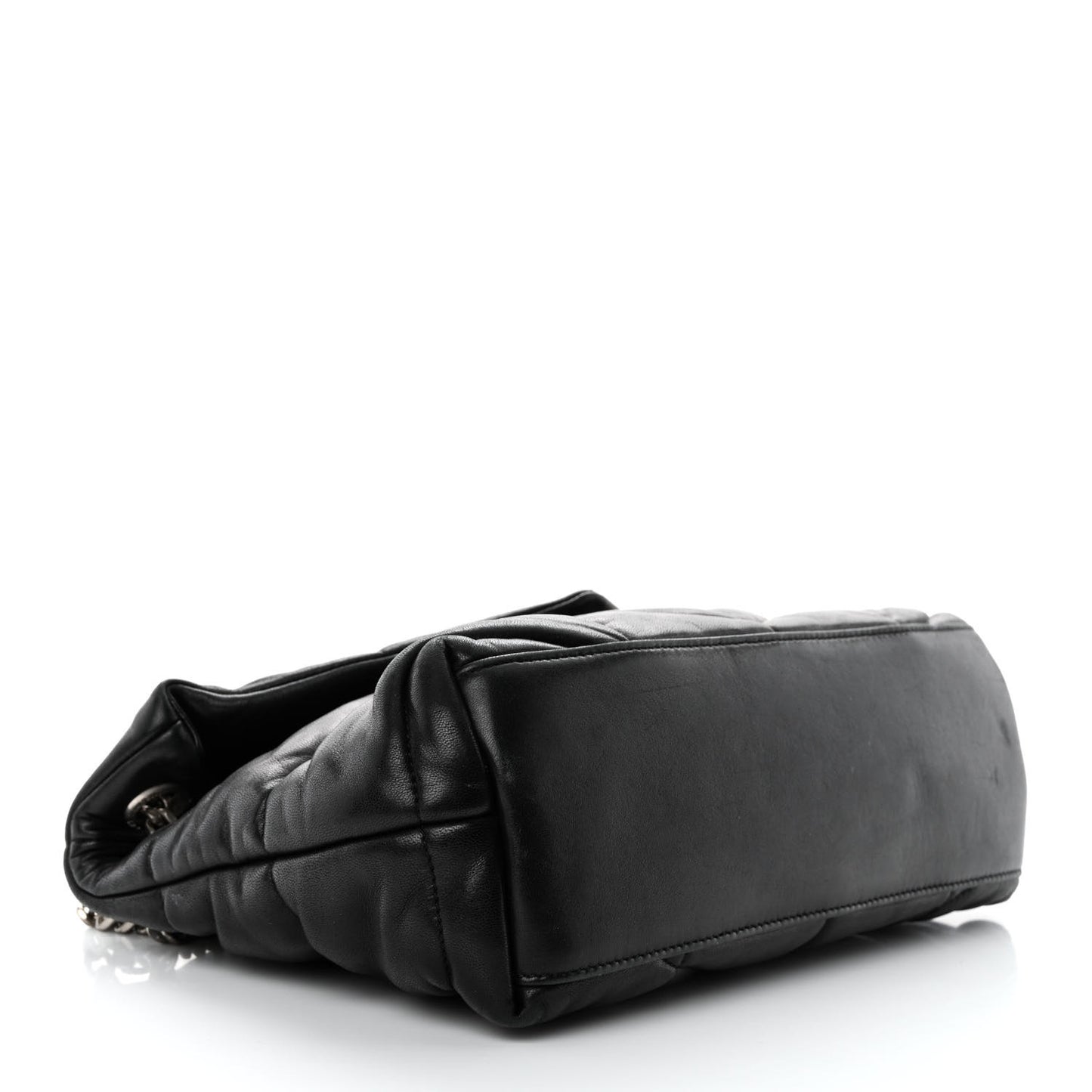 Lambskin Quilted Small Loulou Puffer Monogram Chain Satchel Black