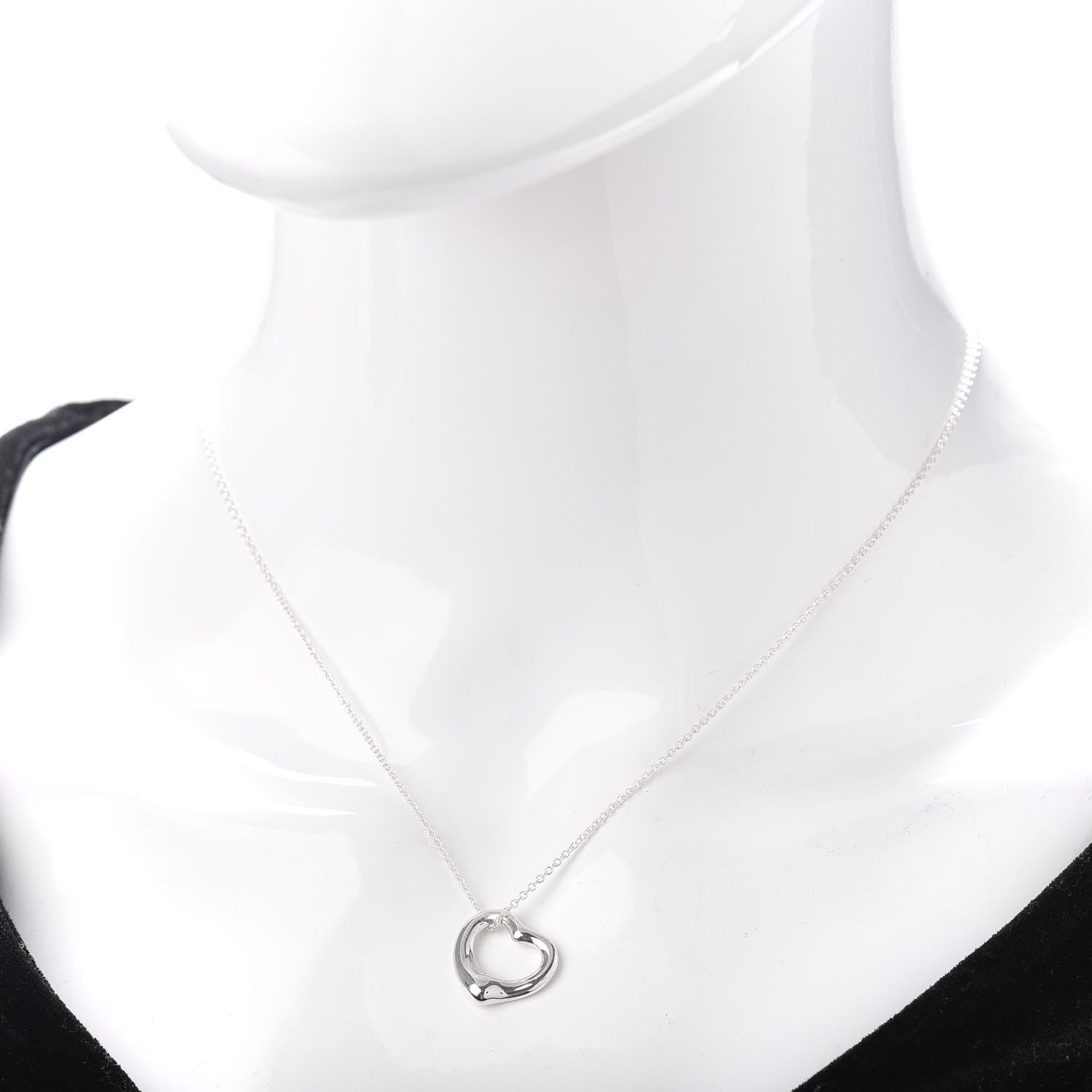 Tiffany Sterling Silver 16mm Elsa Peretti Open Heart Pendant Necklace 2 of 5