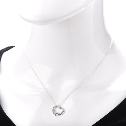 Tiffany Sterling Silver 16mm Elsa Peretti Open Heart Pendant Necklace 2 of 5