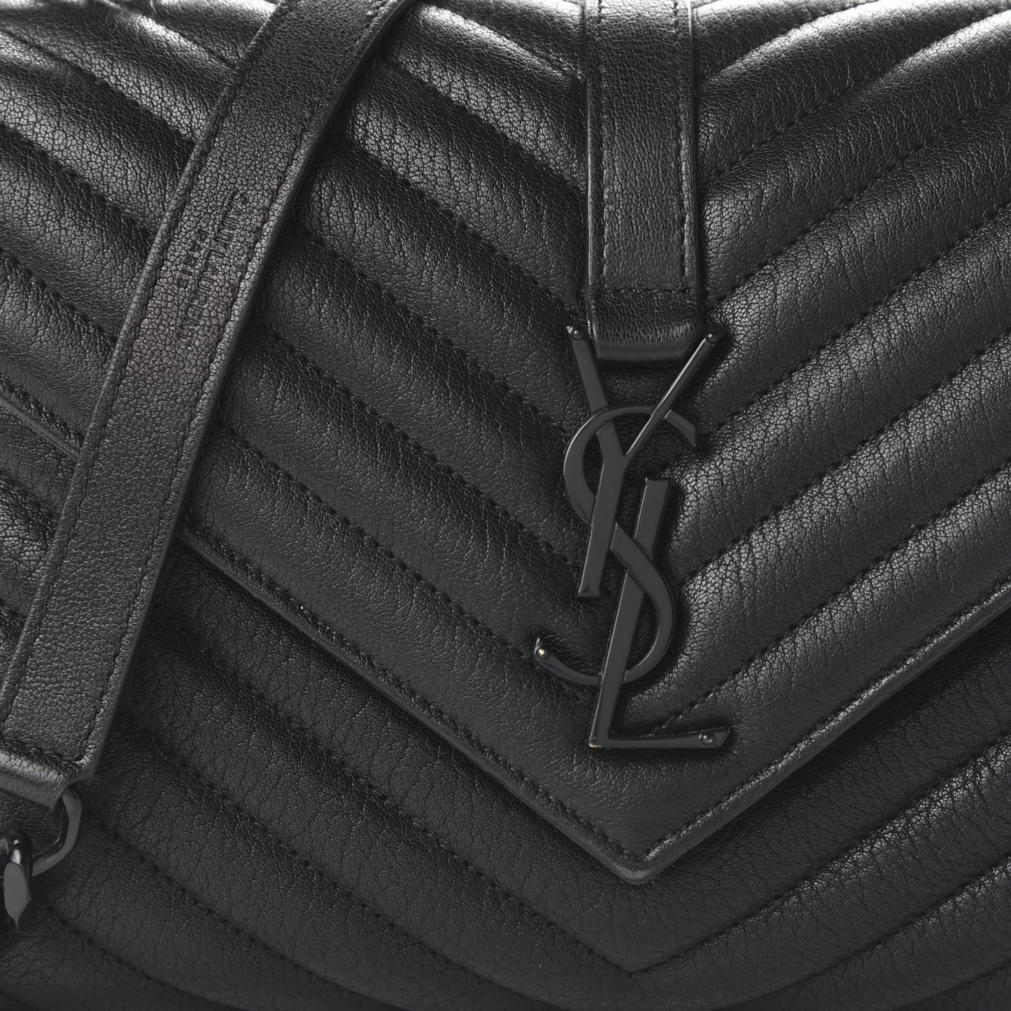 Sheepskin Matelasse Chevron Monogram Monochrome Medium College Bag Black