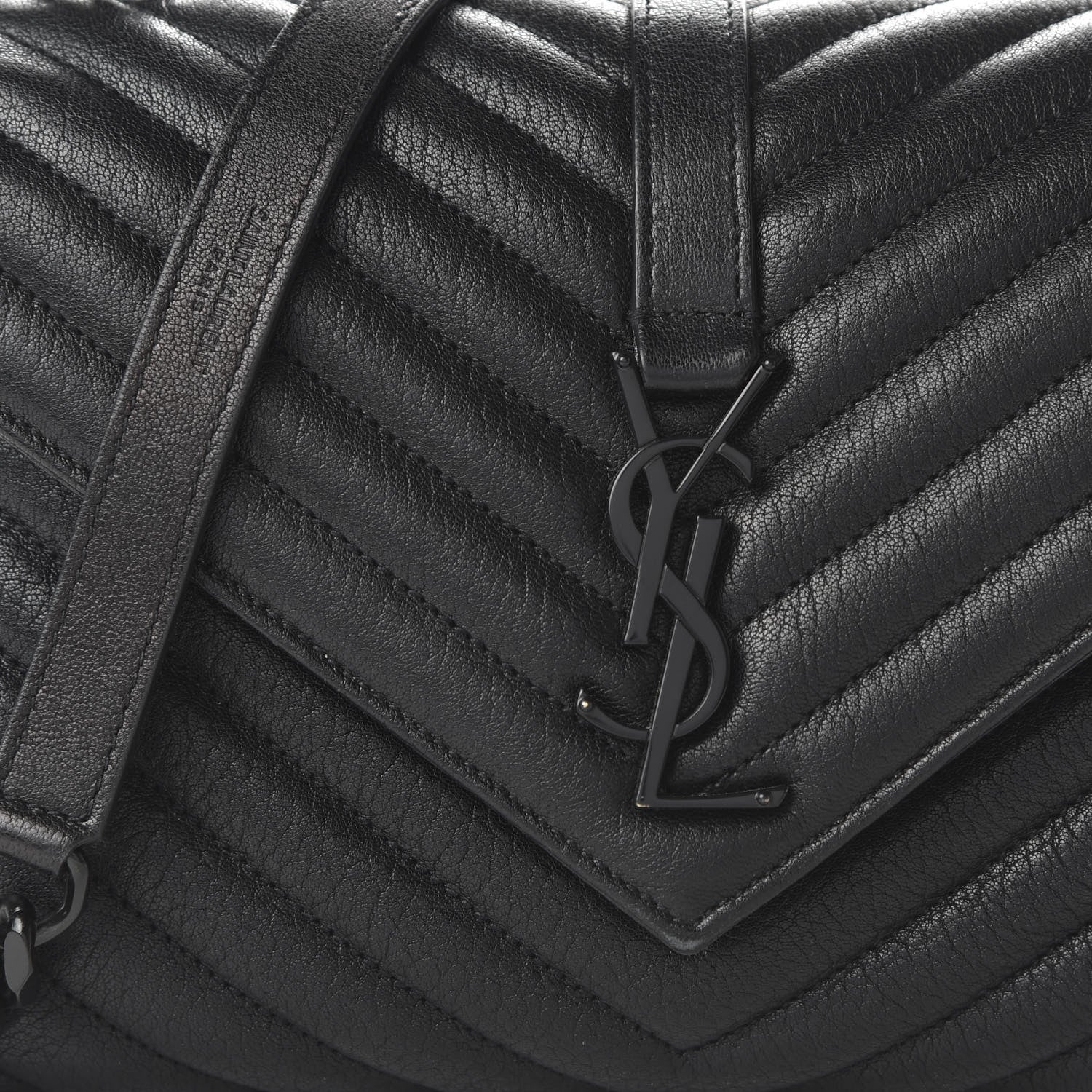 Saint Laurent Sheepskin Matelasse Chevron Monogram Monochrome Medium College Bag Black 9 of 9