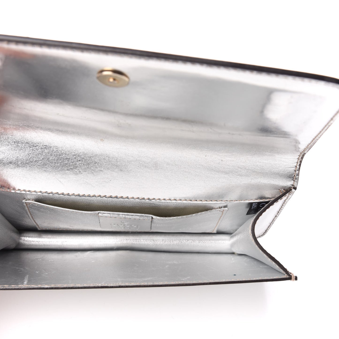 Metallic Calfskin Mirror Clutch Silver