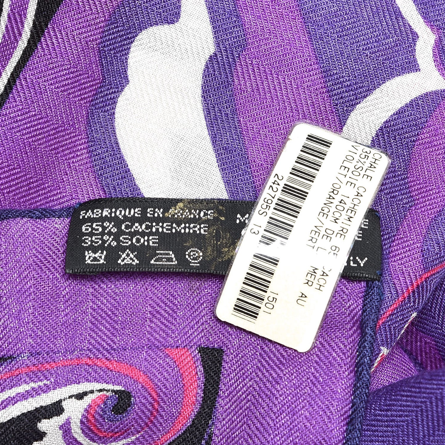 Cashmere Silk De La Mer Au Ciel Shawl 140 Violet Orange Vert