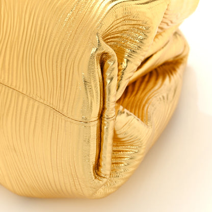 Bottega Veneta Metallic Bark Calfskin Embossed The Pouch Oversized Clutch Oro 8 of 8