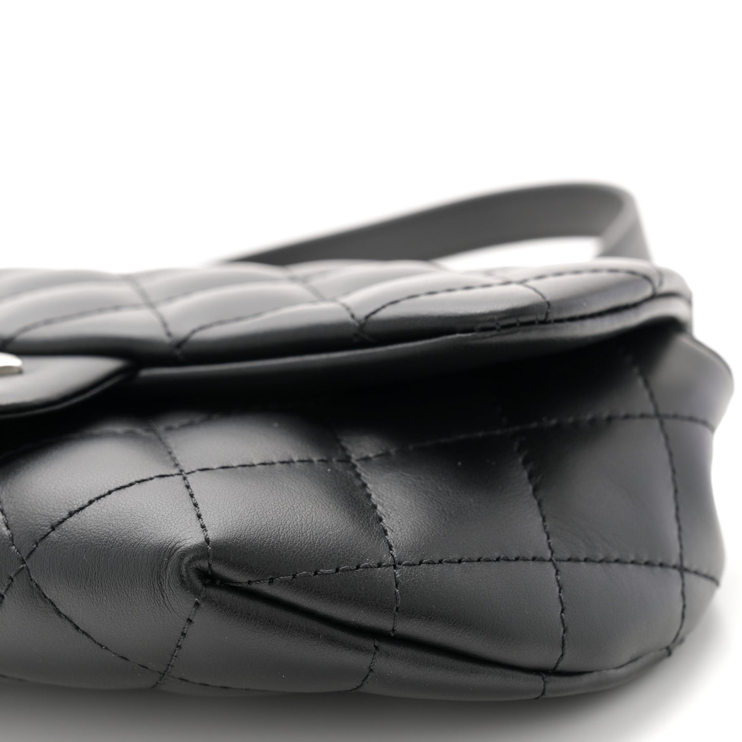 Calfskin Quilted CC Uniform Flap Belt Bag Black