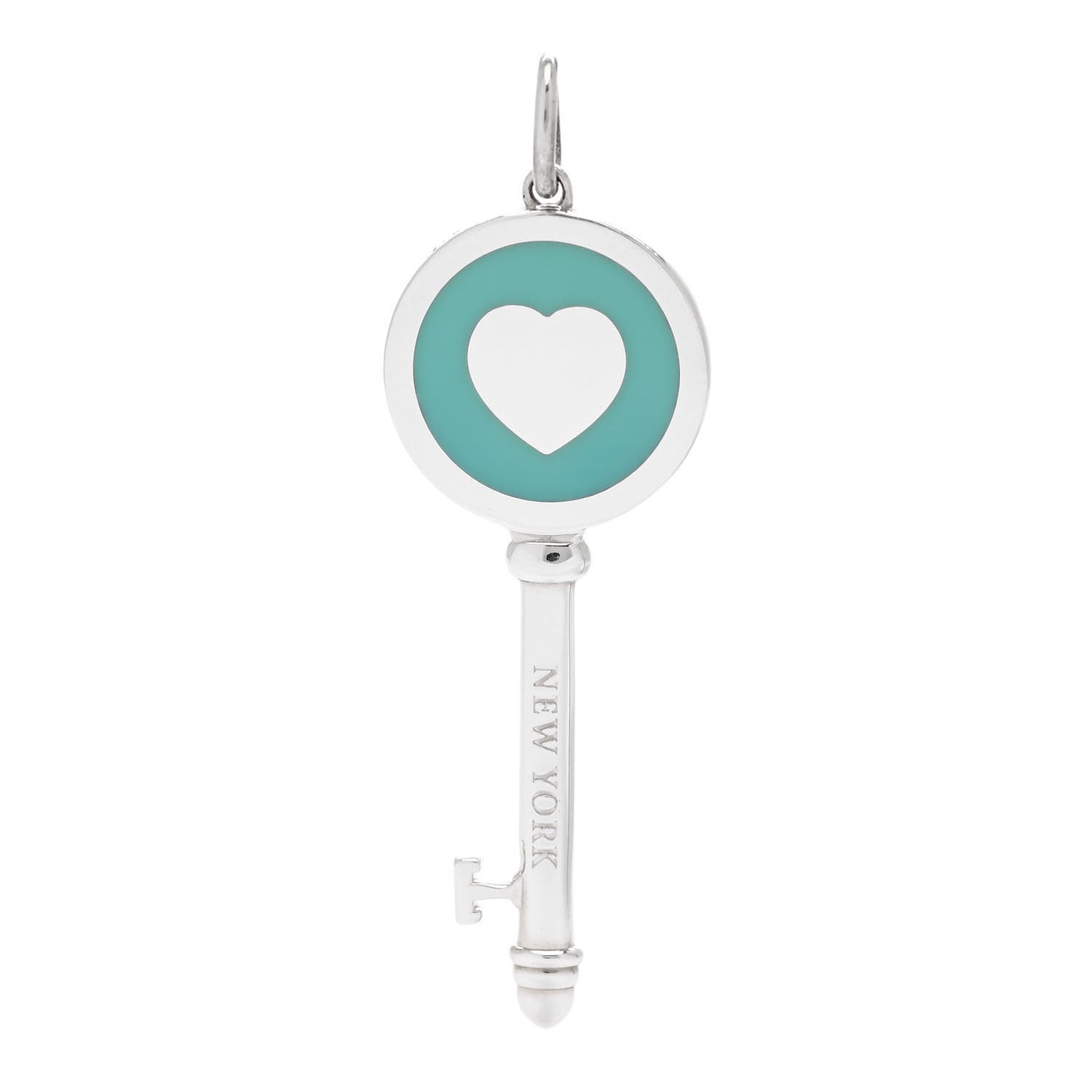 Sterling Silver Enamel Heart Key Pendant Blue