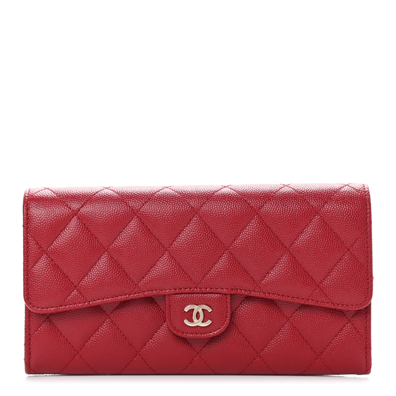 Chanel Caviar Quilted Large Gusset Flap Wallet Dark Red 1 of 9