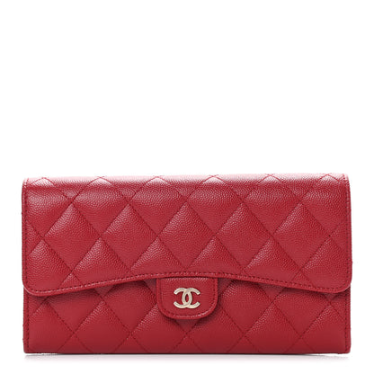 Chanel Caviar Quilted Large Gusset Flap Wallet Dark Red 1 of 9