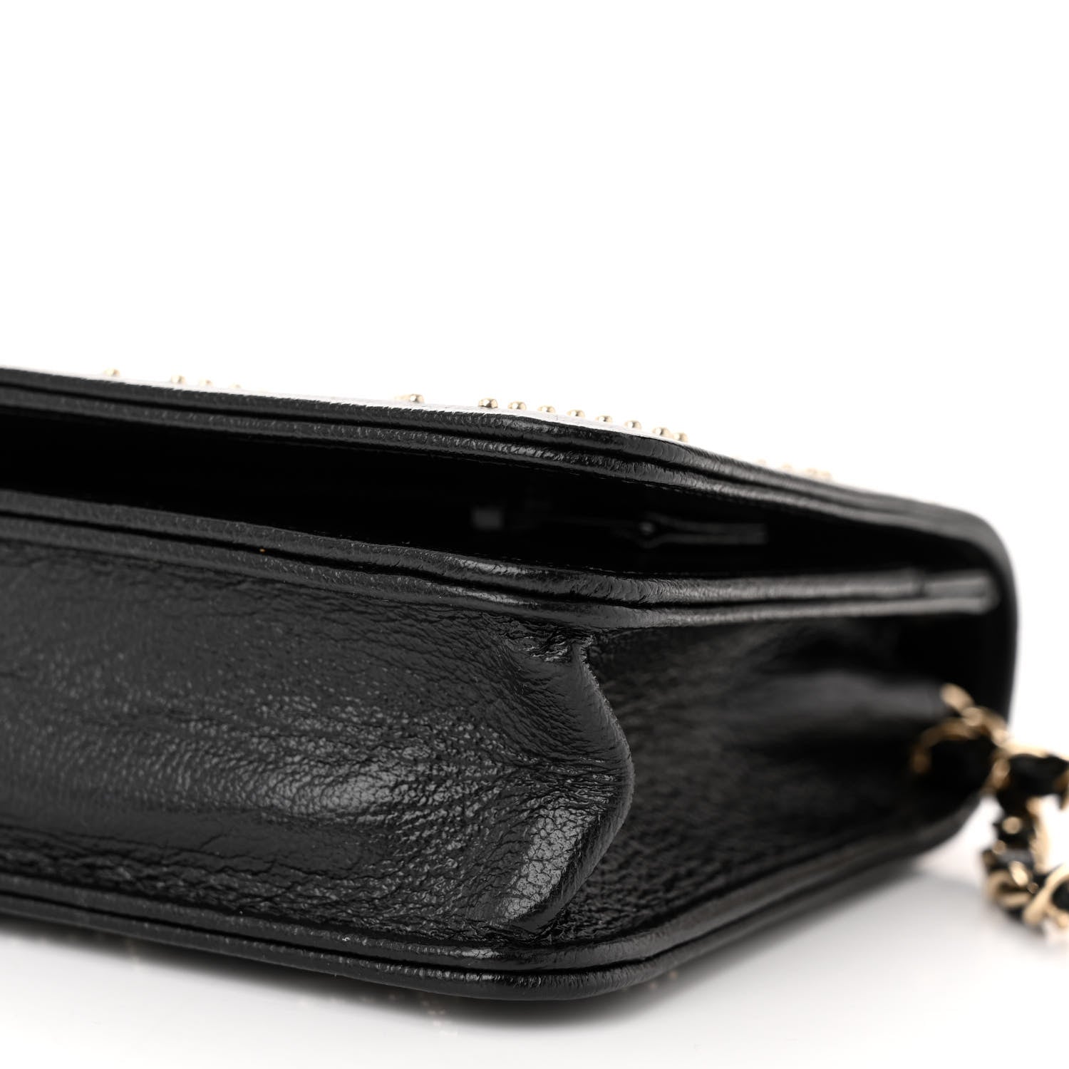 Chanel Lambskin Crystal Quilted Wallet On Chain WOC Black 11 of 11