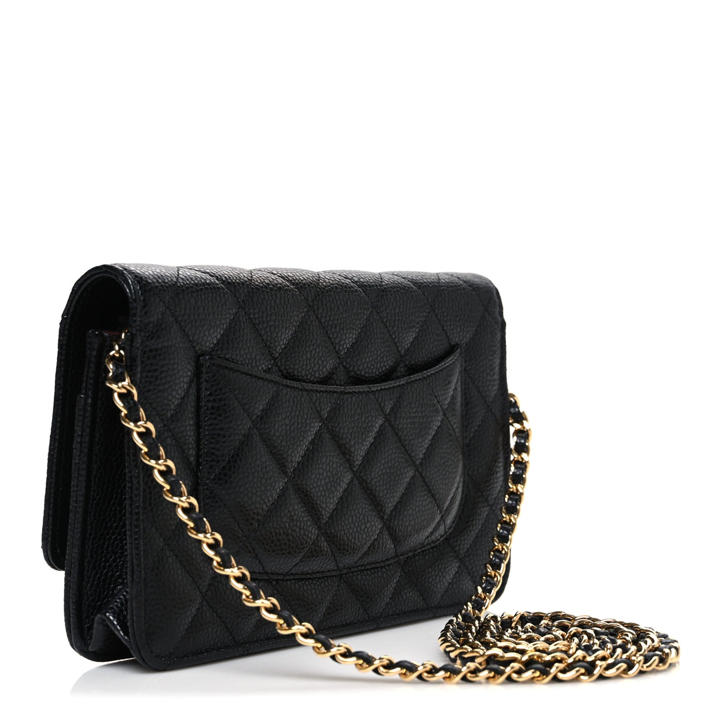 Caviar Quilted CC Turnlock Wallet On Chain WOC Black