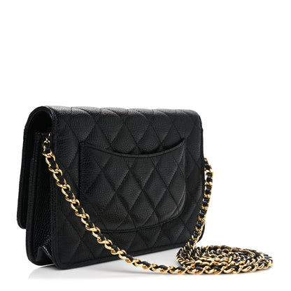 Chanel Caviar Quilted CC Turnlock Wallet On Chain WOC Black 3 of 12