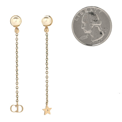 Christian Dior Pearl La Petite Tribale Dangle Chain Earrings Gold 2 of 5